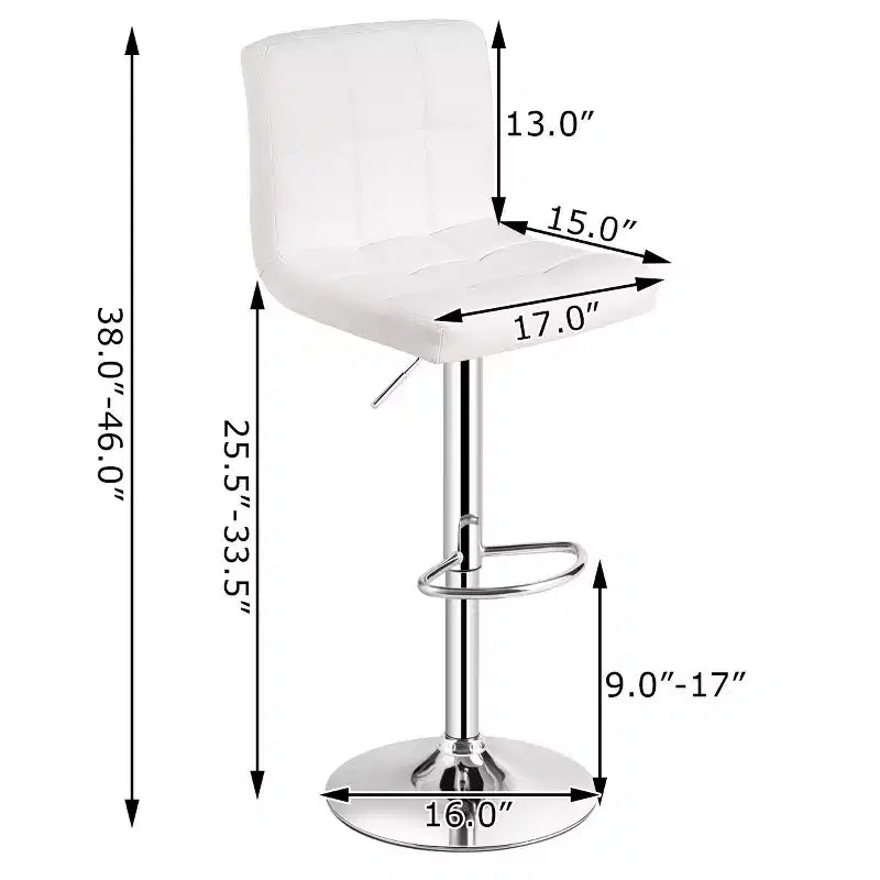 Costway Set di 2 Sgabelli da Bar Regolabili in Pelle PU Girevoli per Cucina Bancone Pub Bianchi
