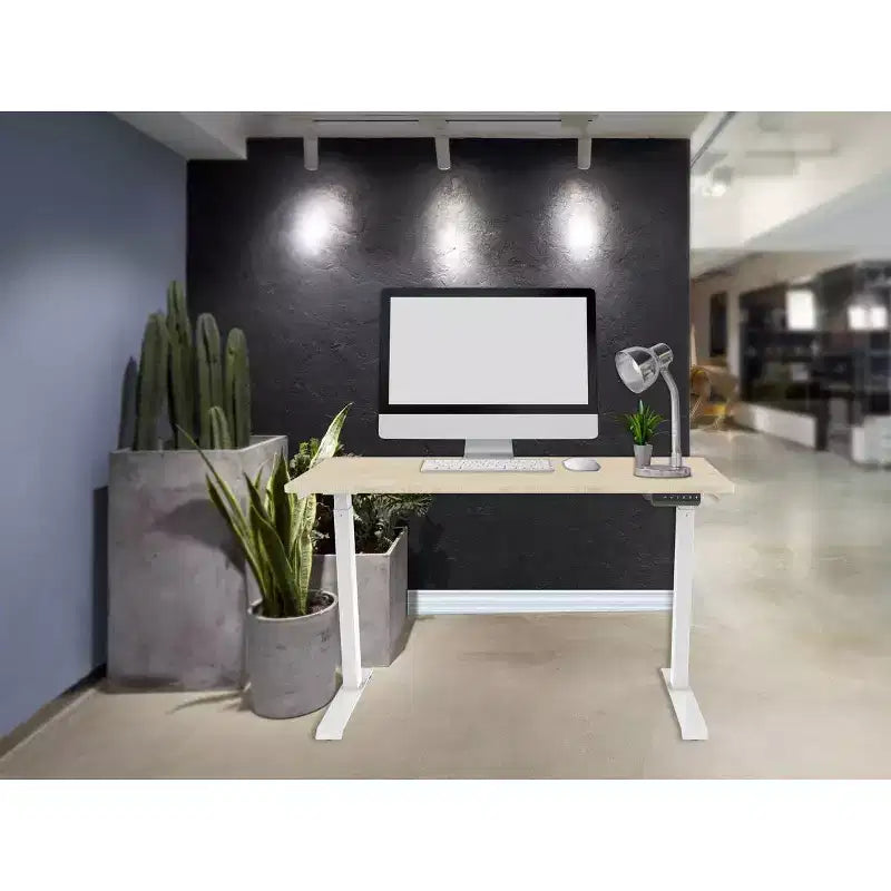 Scrivania Monoprice Workstream con motore singolo regolabile in altezza e piano da 122 cm, colore bianco - Postazione di lavoro per laptop