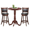 Costway 3pcs Pub Table Set 30 Round Bar Height Table & 2pcs Swivel Bar Stools