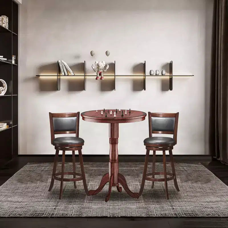 Set da bar 3 pezzi Costway con tavolo rotondo alto 76 cm e 2 sgabelli girevoli