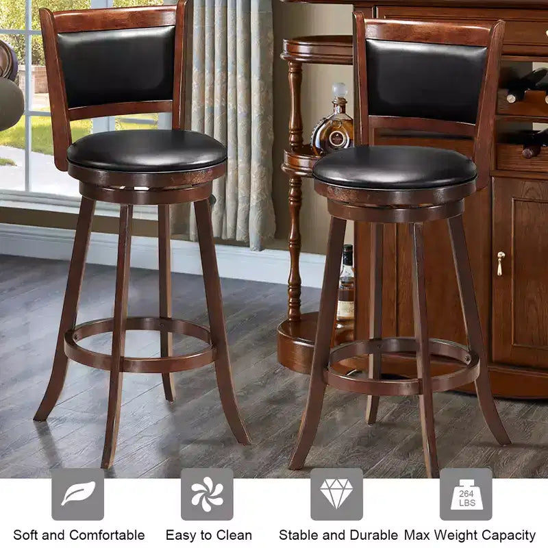 Set da bar 3 pezzi Costway con tavolo rotondo alto 76 cm e 2 sgabelli girevoli