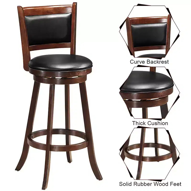 Set da bar 3 pezzi Costway con tavolo rotondo alto 76 cm e 2 sgabelli girevoli