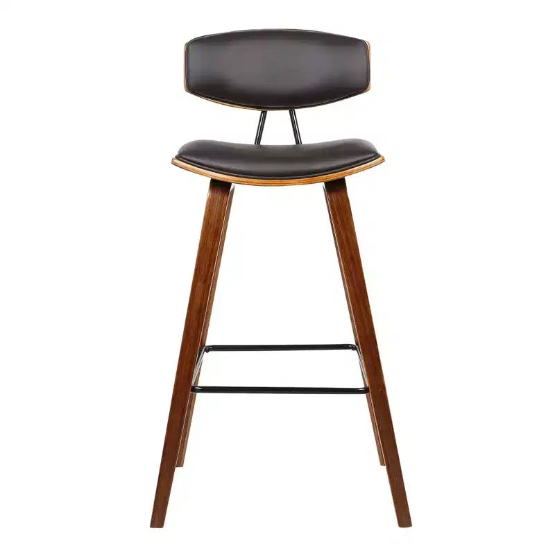 Sgabello da bar Fox Mid-Century in ecopelle e legno spazzolato, altezza bar, 28,5 pollici - Armen Living