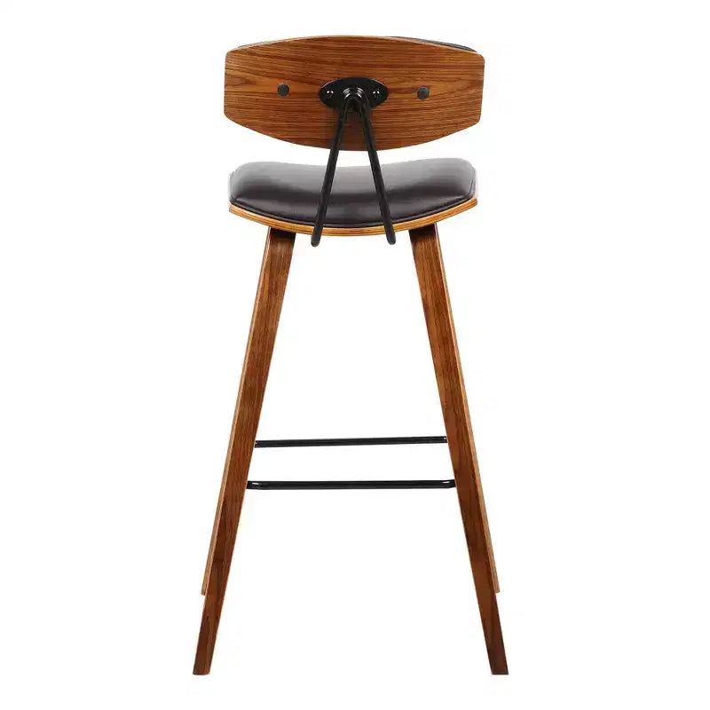 Sgabello da bar Fox Mid-Century in ecopelle e legno spazzolato, altezza bar, 28,5 pollici - Armen Living