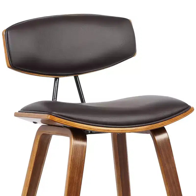 Sgabello da bar Fox Mid-Century in ecopelle e legno spazzolato, altezza bar, 28,5 pollici - Armen Living