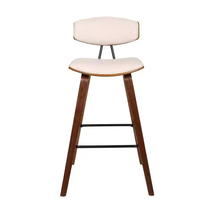 Sgabello da bar Fox Mid-Century in ecopelle e legno spazzolato, altezza bar, 28,5 pollici - Armen Living