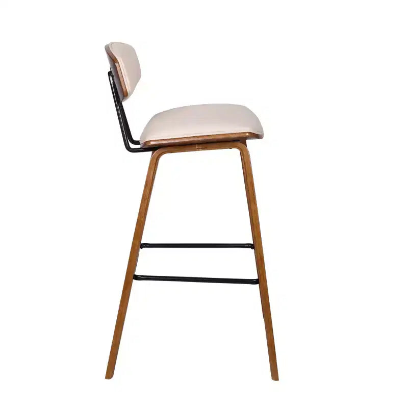 Sgabello da bar Fox Mid-Century in ecopelle e legno spazzolato, altezza bar, 28,5 pollici - Armen Living