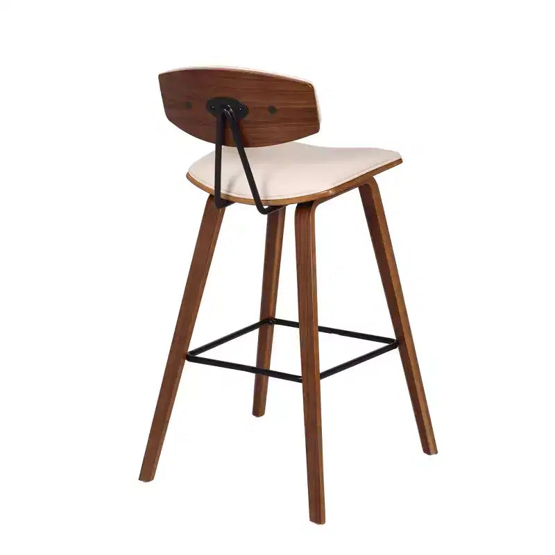 Sgabello da bar Fox Mid-Century in ecopelle e legno spazzolato, altezza bar, 28,5 pollici - Armen Living