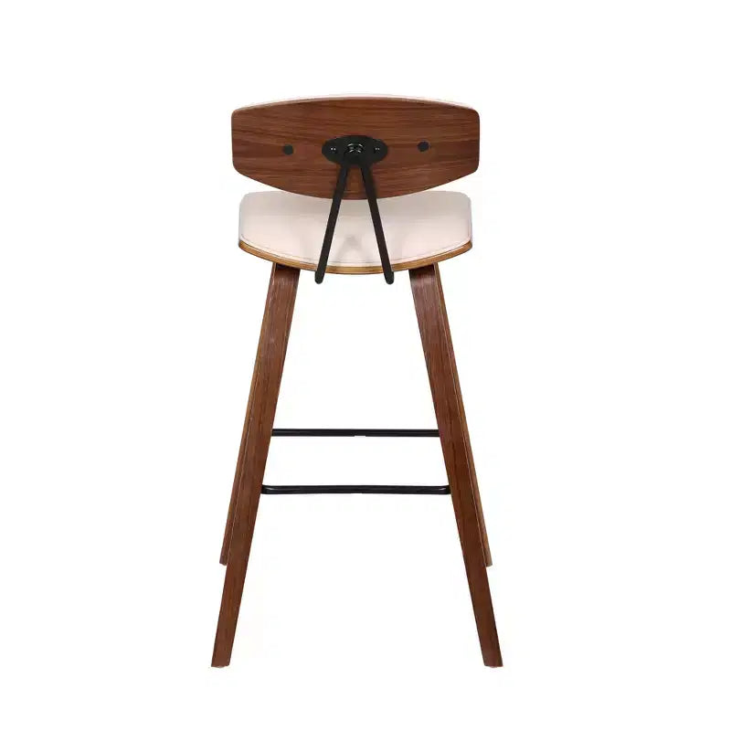 Sgabello da bar Fox Mid-Century in ecopelle e legno spazzolato, altezza bar, 28,5 pollici - Armen Living