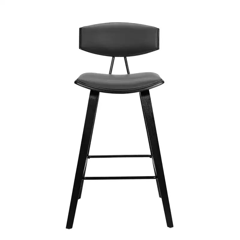 Sgabello da bar Fox Mid-Century in ecopelle e legno spazzolato, altezza bar, 28,5 pollici - Armen Living