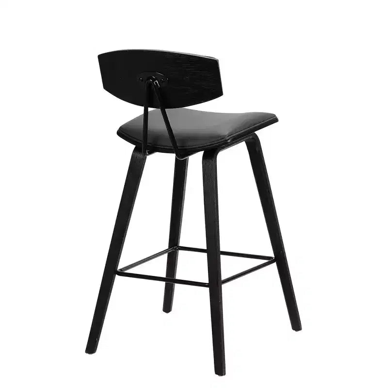 Sgabello da bar Fox Mid-Century in ecopelle e legno spazzolato, altezza bar, 28,5 pollici - Armen Living