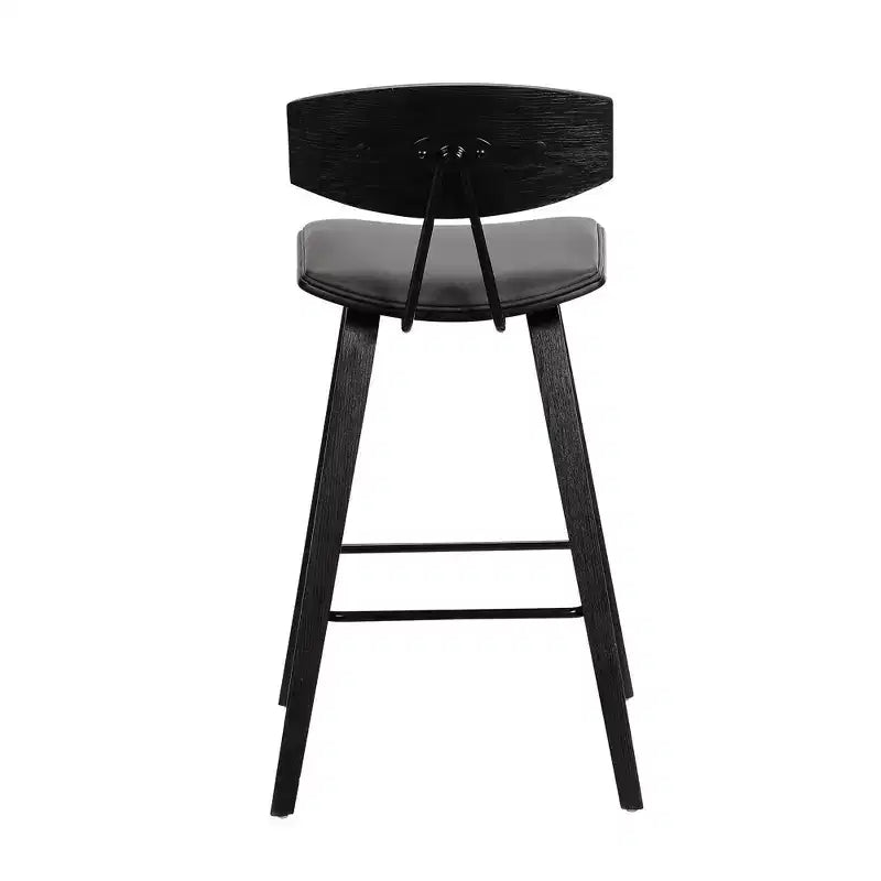 Sgabello da bar Fox Mid-Century in ecopelle e legno spazzolato, altezza bar, 28,5 pollici - Armen Living
