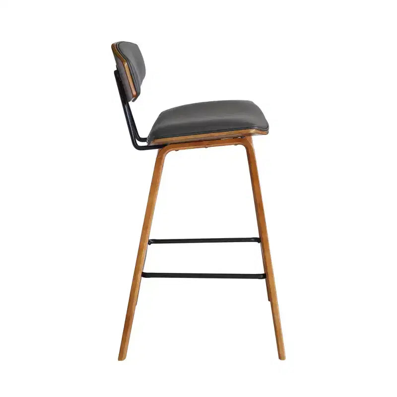 Sgabello da bar Fox Mid-Century in ecopelle e legno spazzolato, altezza bar, 28,5 pollici - Armen Living