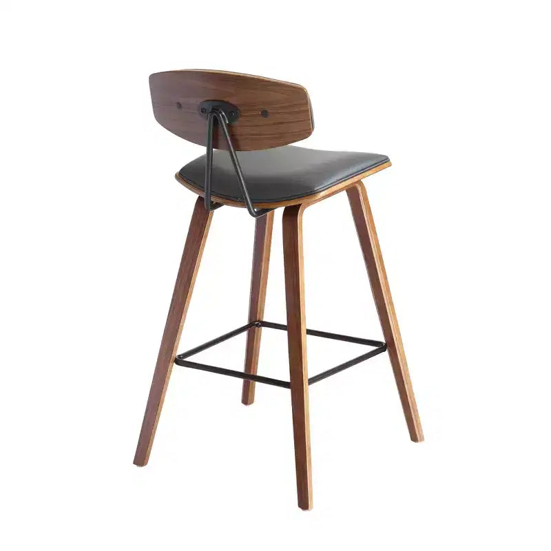 Sgabello da bar Fox Mid-Century in ecopelle e legno spazzolato, altezza bar, 28,5 pollici - Armen Living