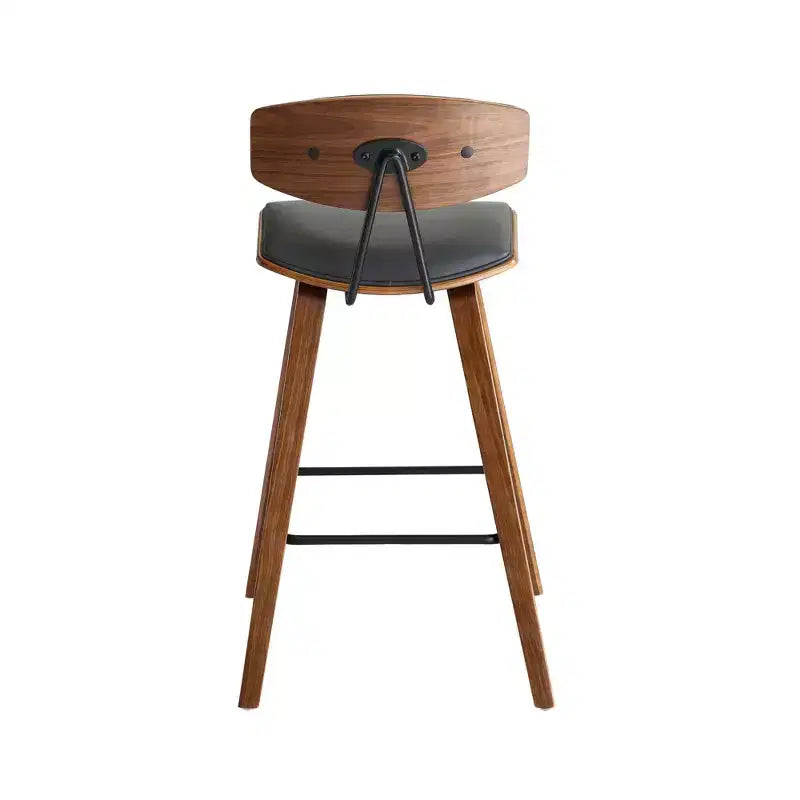 Sgabello da bar Fox Mid-Century in ecopelle e legno spazzolato, altezza bar, 28,5 pollici - Armen Living
