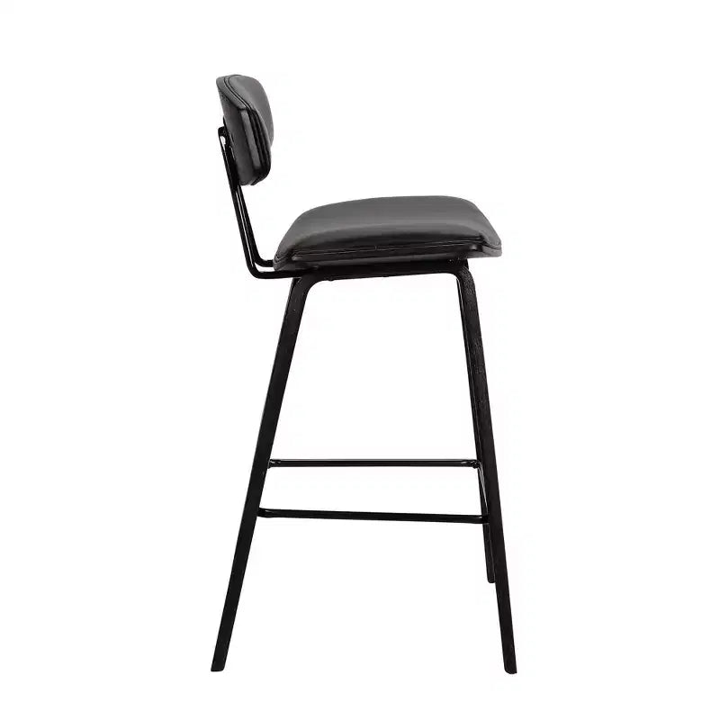 Sgabello da bar Fox Mid-Century in ecopelle e legno spazzolato, altezza bar, 28,5 pollici - Armen Living