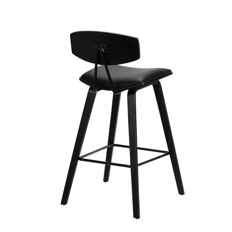 Sgabello da bar Fox Mid-Century in ecopelle e legno spazzolato, altezza bar, 28,5 pollici - Armen Living