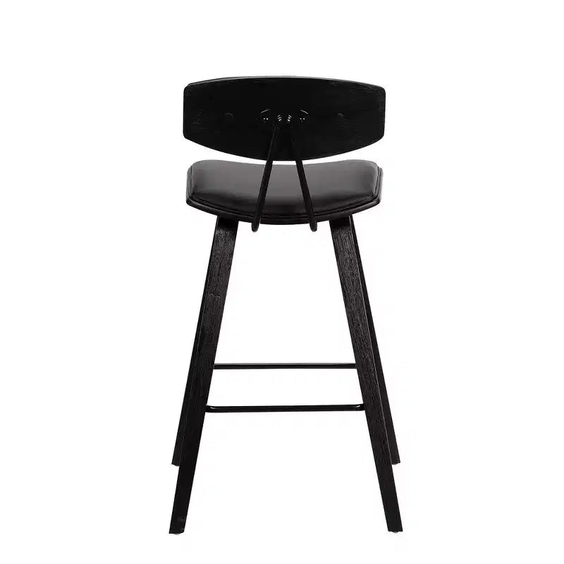 Sgabello da bar Fox Mid-Century in ecopelle e legno spazzolato, altezza bar, 28,5 pollici - Armen Living