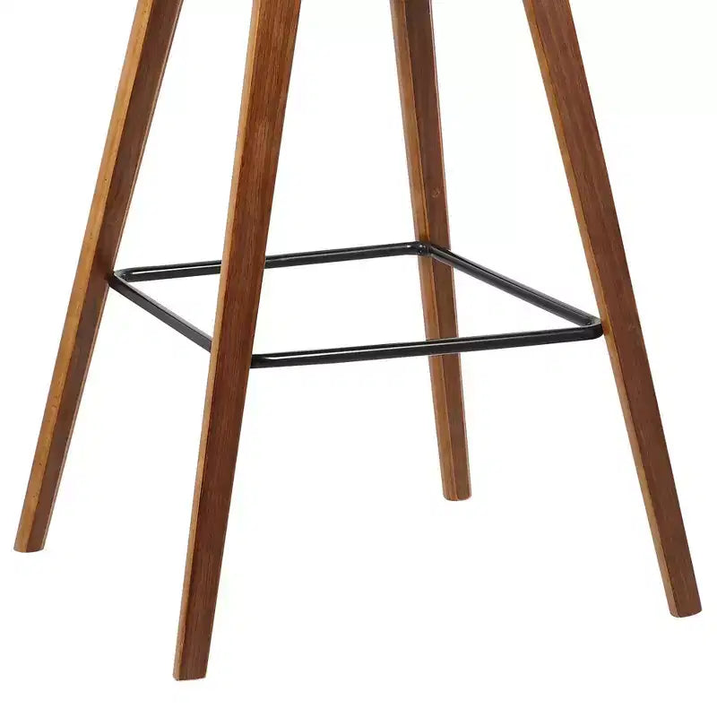 Sgabello da bar Fox Mid-Century in ecopelle e legno spazzolato, altezza bar, 28,5 pollici - Armen Living