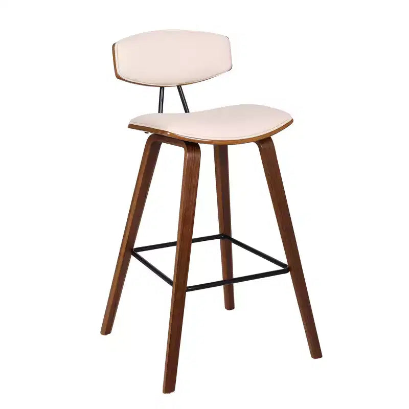 Sgabello da bar Fox Mid-Century in ecopelle e legno spazzolato, altezza bar, 28,5 pollici - Armen Living