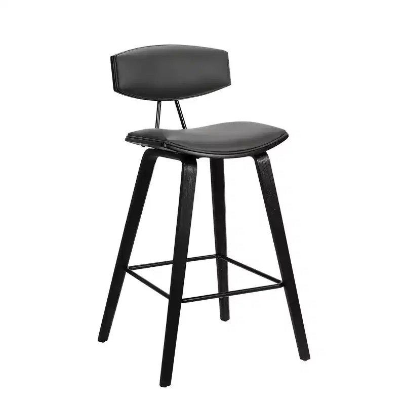 Sgabello da bar Fox Mid-Century in ecopelle e legno spazzolato, altezza bar, 28,5 pollici - Armen Living