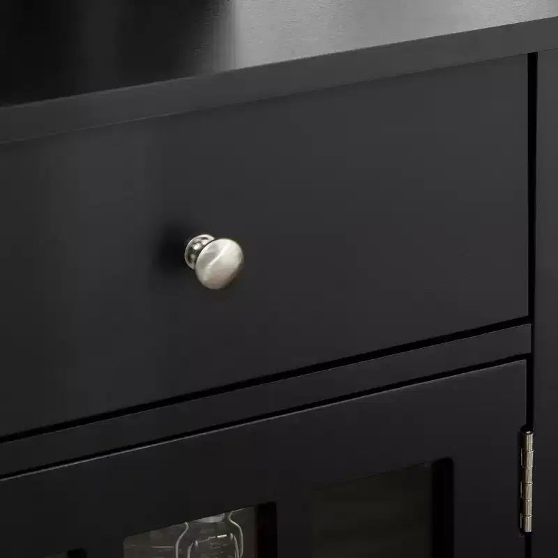 HOMCOM Credenza, Mobile Contenitore con Ante in Vetro, Ripiani Regolabili e 2 Cassetti per Cucina