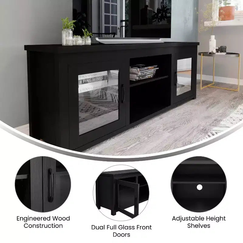 Merrick Lane Mobile TV Tradizionale con Anta in Vetro da 65" per TV fino a 80"