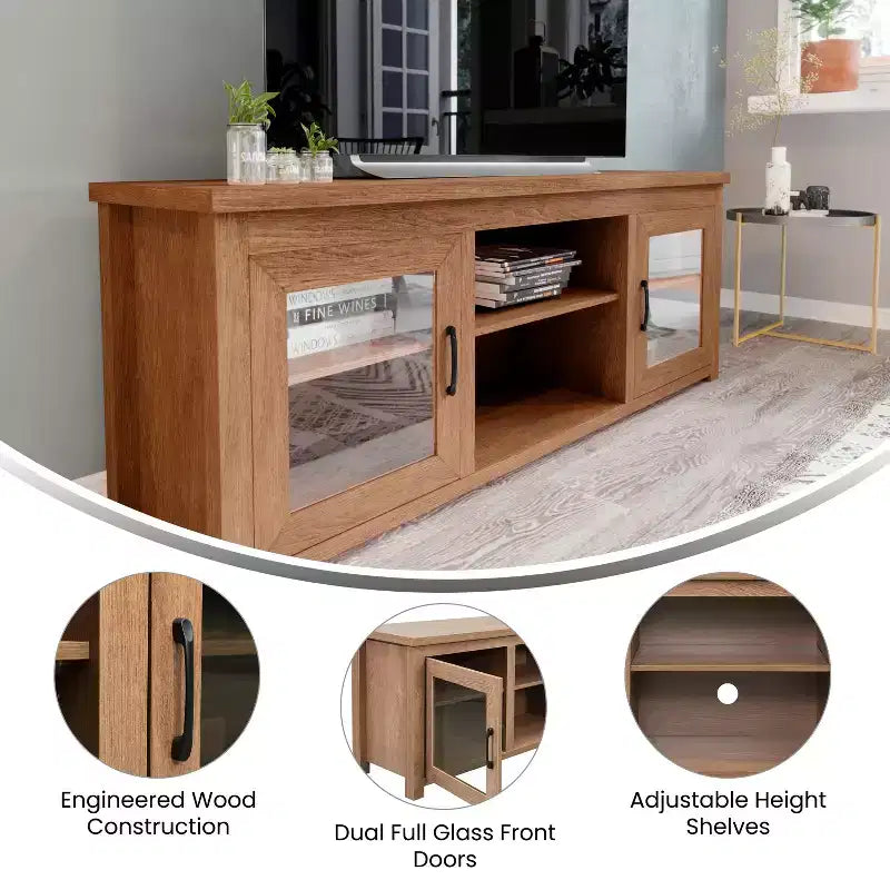 Merrick Lane Mobile TV Tradizionale con Anta in Vetro da 65" per TV fino a 80"
