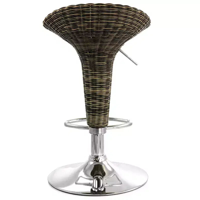 Sgabello da bar regolabile Elama a 2 pezzi in rattan marrone con base cromata