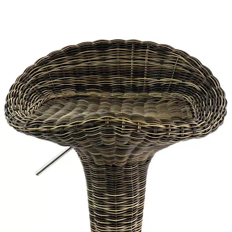 Sgabello da bar regolabile Elama a 2 pezzi in rattan marrone con base cromata
