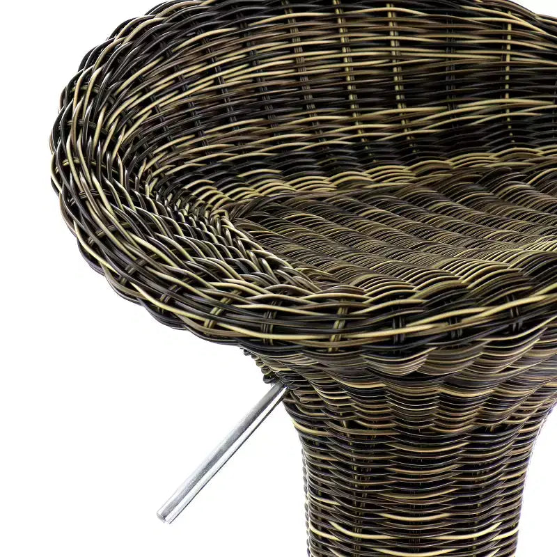 Sgabello da bar regolabile Elama a 2 pezzi in rattan marrone con base cromata