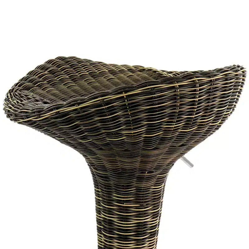 Sgabello da bar regolabile Elama a 2 pezzi in rattan marrone con base cromata