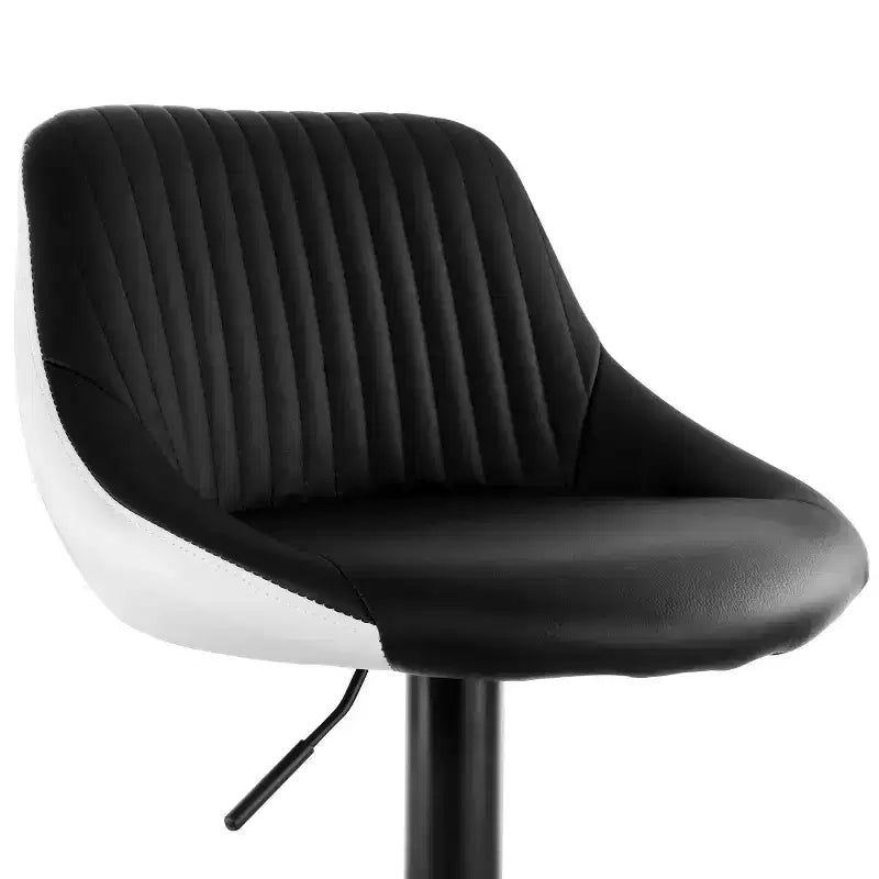 Elama Sgabello da bar regolabile in similpelle 2 pezzi in bianco e nero con base nera