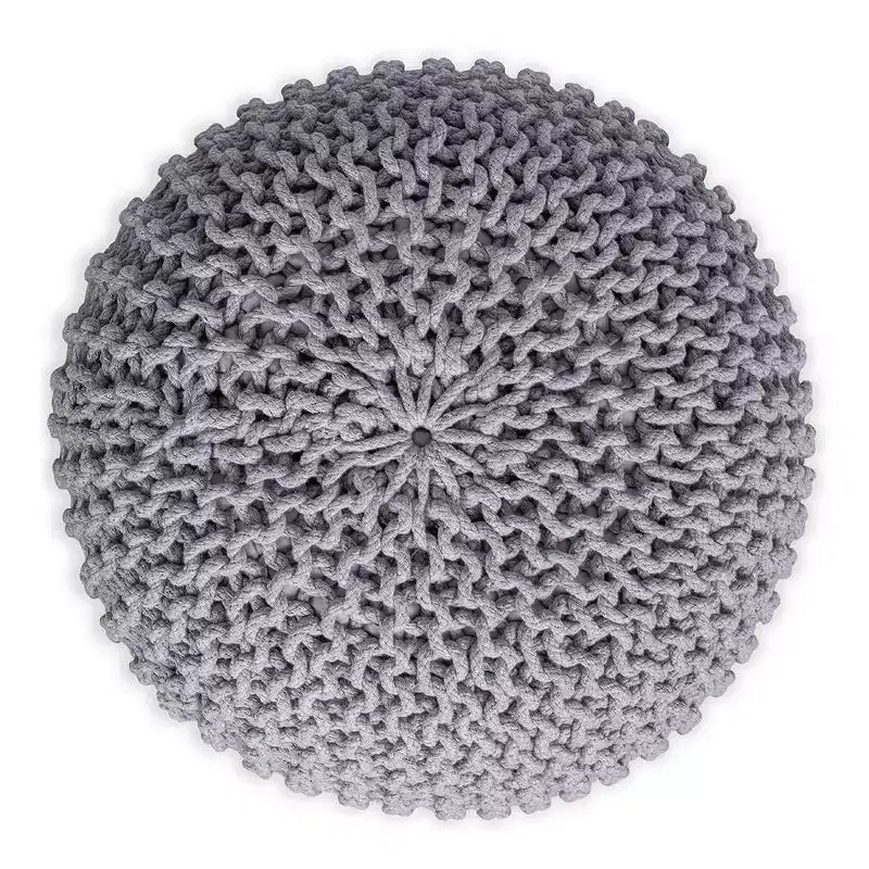 BirdRock Home Pouf Rotondo Poggiapiedi Ottomano - Grigio Chiaro