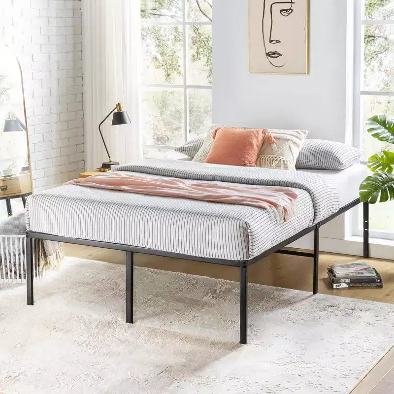 18 Classic Metal Platform Bed Frame Nero - Mellow