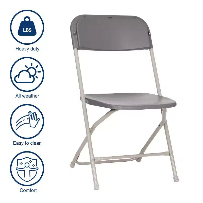 Flash Furniture Hercules Big and Tall Commercial Folding Chair - Sedia Pieghevole Commerciale Extra Large Capacità 295 kg - Plastica Resistente - Confezione da 4