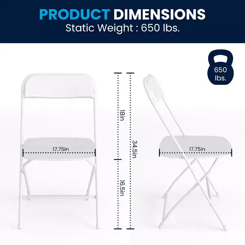 Flash Furniture Hercules Big and Tall Commercial Folding Chair - Sedia Pieghevole Commerciale Extra Large Capacità 295 kg - Plastica Resistente - Confezione da 4