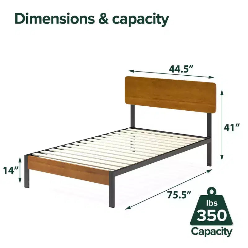 Struttura letto a piattaforma in metallo Olivia Marrone - ZINUS