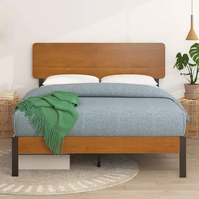 Struttura letto a piattaforma in metallo Olivia Marrone - ZINUS