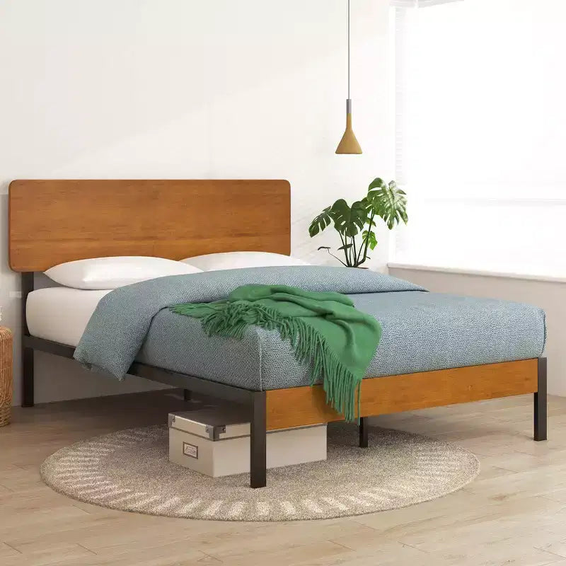 Struttura letto a piattaforma in metallo Olivia Marrone - ZINUS