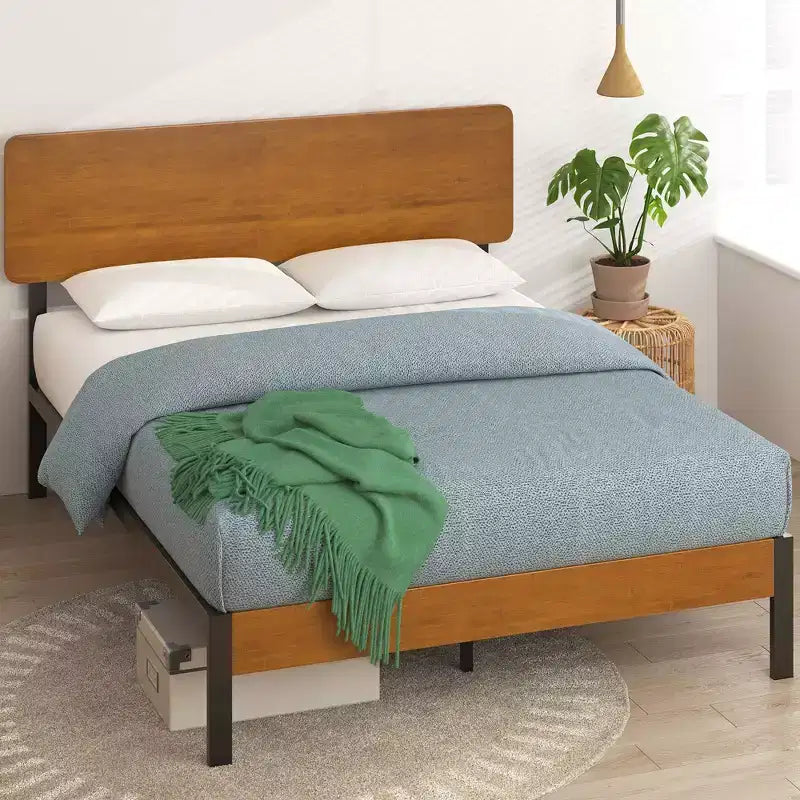 Struttura letto a piattaforma in metallo Olivia Marrone - ZINUS