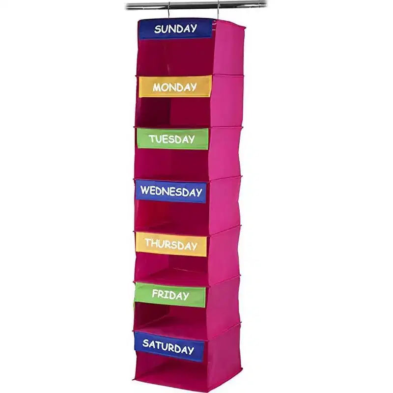 Organizzatore Armadio per Bambini - Appendiabiti da Parete per Attività Quotidiane - 7 Ripiani - Organizzatore Portatile per Vestiti per Soluzioni Armadio - Homeitusa