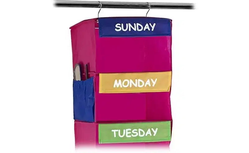 Organizzatore Armadio per Bambini - Appendiabiti da Parete per Attività Quotidiane - 7 Ripiani - Organizzatore Portatile per Vestiti per Soluzioni Armadio - Homeitusa