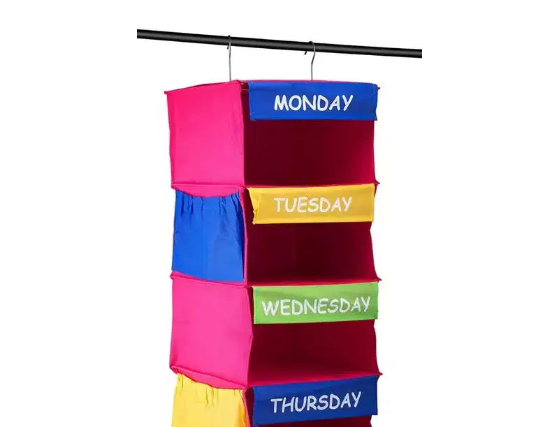 Organizzatore Armadio per Bambini - Appendiabiti da Parete per Attività Quotidiane - 7 Ripiani - Organizzatore Portatile per Vestiti per Soluzioni Armadio - Homeitusa