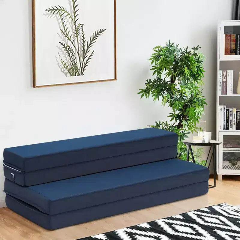 Costway Materasso Pieghevole in Schiuma a 4 Ante Misura Queen, Divano Letto Futon per Ospiti