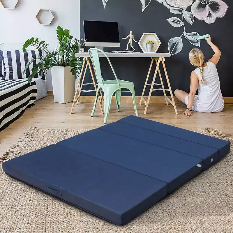 Costway Materasso Pieghevole in Schiuma a 4 Ante Misura Queen, Divano Letto Futon per Ospiti