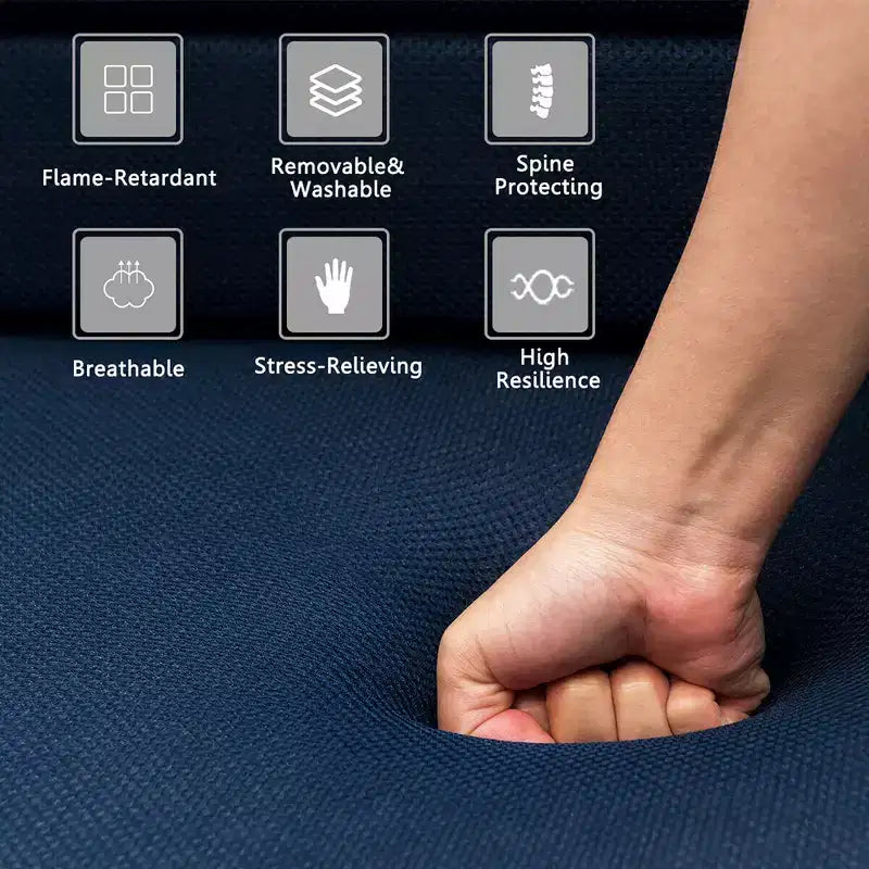 Costway Materasso Pieghevole in Schiuma a 4 Ante Misura Queen, Divano Letto Futon per Ospiti