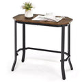 Costway Narrow End Side Sofa Table Stable Steel Frame for Living Room Bedroom Brown