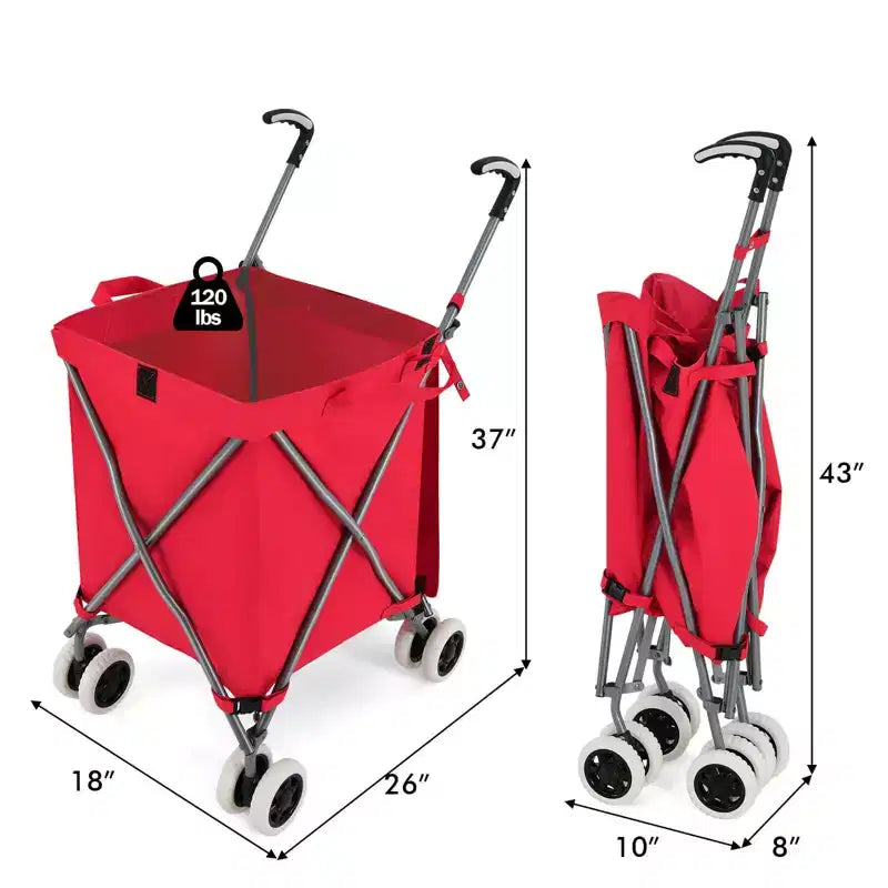Carrello della spesa pieghevole Costway con borsa in tela impermeabile rimovibile, nero/blu