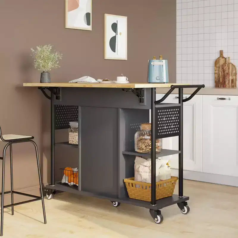 Carrello da cucina multiuso Bestier con superficie estensibile pieghevole, Grigio